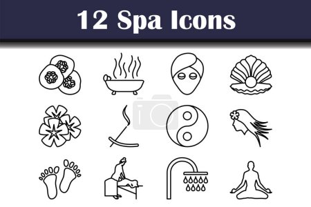Set de iconos de spa. Diseño de contorno audaz con ancho de carrera editable. Ilustración vectorial.