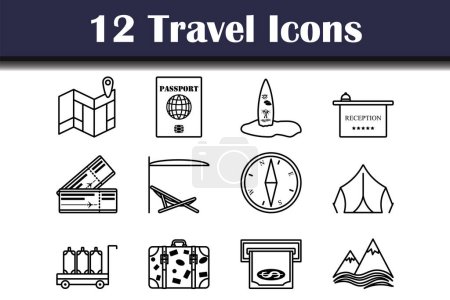 Travel Icon Set. Bold outline design with editable stroke width. Vector Illustration.