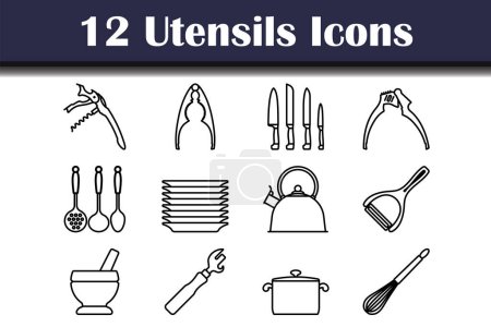 Utensils Icon Set. Bold outline design with editable stroke width. Vector Illustration.