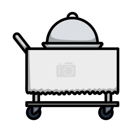 Illustration for Icon Of Restaurant Cloche On Delivering Cart. Editable Bold Outline With Color Fill Design. Vector Illustration. - Royalty Free Image