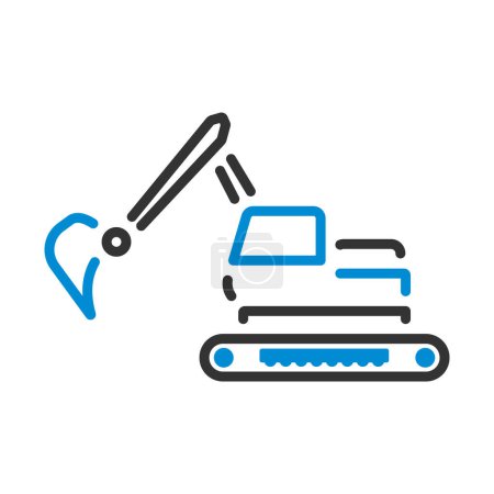 Icon Of Construction Excavator. Editable Bold Outline With Color Fill Design. Vector Illustration.
