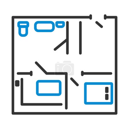 Icon Of Apartment Plan. Editable Bold Outline With Color Fill Design. Vector Illustration.