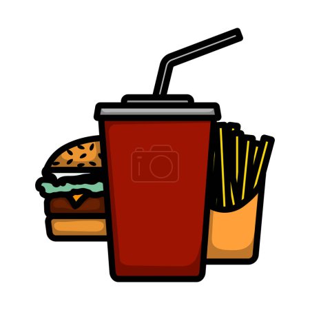 Fast Food Icon. Editable Bold Outline With Color Fill Design. Vector Illustration.
