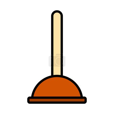 Plunger Icon. Editable Bold Outline With Color Fill Design. Vector Illustration.