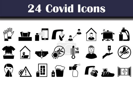Covid Icon Set. Fully editable vector illustration. Text expanded.