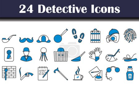 Detective Icon Set. Esquema audaz editable con diseño de relleno de color. Ilustración vectorial.