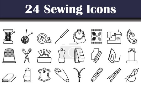 Sewing Icon Set. Bold outline design with editable stroke width. Vector Illustration.