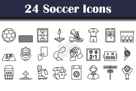 Ensemble d'icônes de football. Conception de contour audacieux avec largeur de course modifiable. Illustration vectorielle.