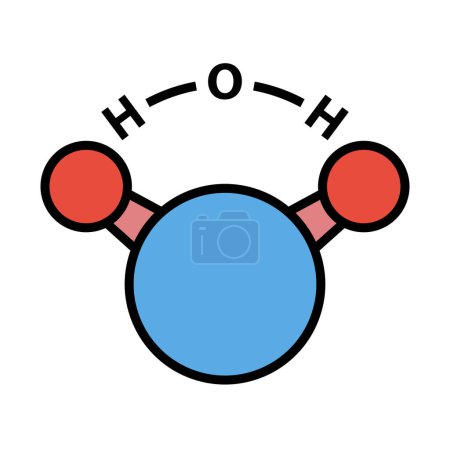 Ikone des chemischen Moleküls Wasser. Editierbare kühne Umrisse mit Farbfülldesign. Vektorillustration.