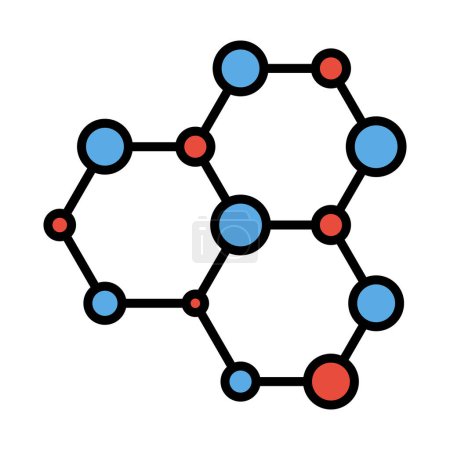 Icône De Chimie Connexion Hexa. contour audacieux modifiable avec la conception de remplissage de couleur. Illustration vectorielle.
