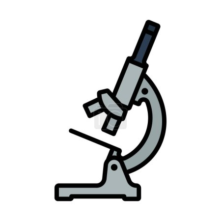 Icon Of Chemistry Microscope. Editable Bold Outline With Color Fill Design. Vector Illustration.