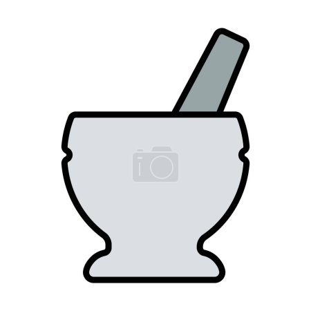 Icon Of Chemistry Mortar. Editable Bold Outline With Color Fill Design. Vector Illustration.