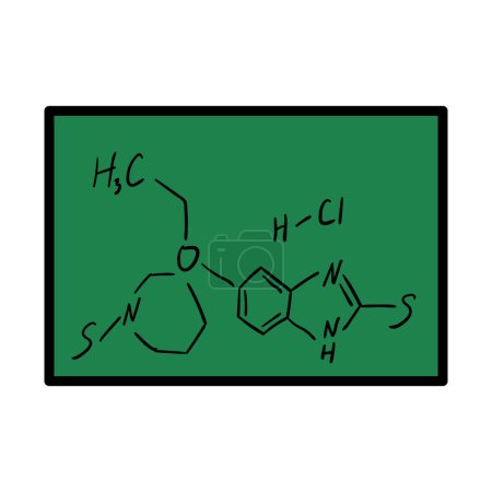Icon Of Chemistry Formula On Classroom Blackboard. Editable Bold Outline With Color Fill Design. Vector Illustration.