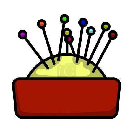 Pin Cushion Icon. Editable Bold Outline With Color Fill Design. Vector Illustration.