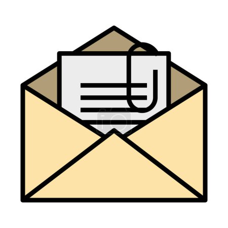 Mail With Attachment Icon. Editable Bold Outline With Color Fill Design. Vector Illustration.