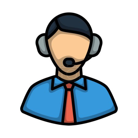 Icon Of Football Commentator. Editable Bold Outline With Color Fill Design. Vector Illustration.
