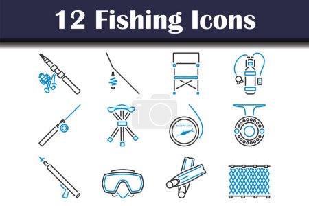 Illustration for Fishing Icon Set. Editable Bold Outline With Color Fill Design. Vector Illustration. - Royalty Free Image