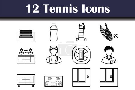 Illustration for Tennis Icon Set. Bold outline design with editable stroke width. Vector Illustration. - Royalty Free Image