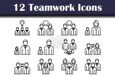 Teamwork Icon Set. Bold outline design with editable stroke width. Vector Illustration.