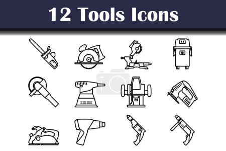 Set d'icônes d'outils. Conception de contour audacieux avec largeur de course modifiable. Illustration vectorielle.