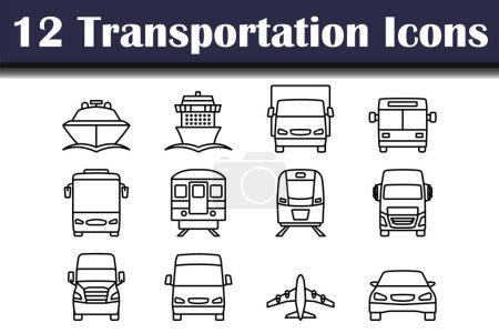 Ilustración de Conjunto de iconos de transporte. Diseño de contorno audaz con ancho de carrera editable. Ilustración vectorial. - Imagen libre de derechos