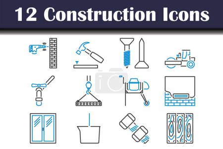 Construction Icon Set. Editable Bold Outline With Color Fill Design. Vector Illustration.