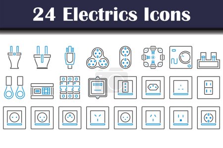 Electrics Icon Set. Editable Bold Outline With Color Fill Design. Vector Illustration.
