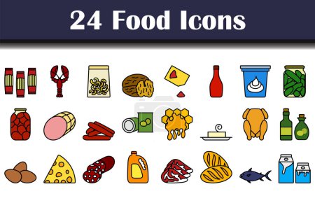 Food Icon Set. Editable Bold Outline With Color Fill Design. Vector Illustration.