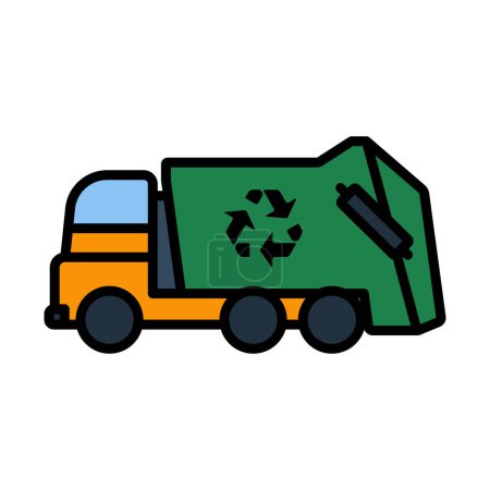 Ilustración de Coche de basura con icono de reciclaje. Esquema audaz editable con diseño de relleno de color. Ilustración vectorial. - Imagen libre de derechos