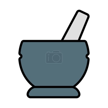 Mortar And Pestel Icon. Editable Bold Outline With Color Fill Design. Vector Illustration.