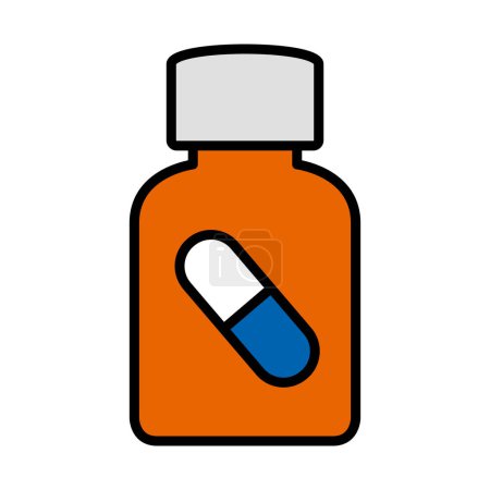 Pills Bottle Icon. Editable Bold Outline With Color Fill Design. Vector Illustration.