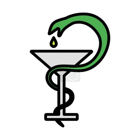 Illustration for Medicine Sign With Snake And Glass Icon. Editable Bold Outline With Color Fill Design. Vector Illustration. - Royalty Free Image