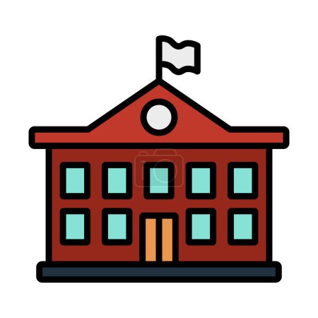 Icon Of School Building. Editable Bold Outline With Color Fill Design. Vector Illustration.