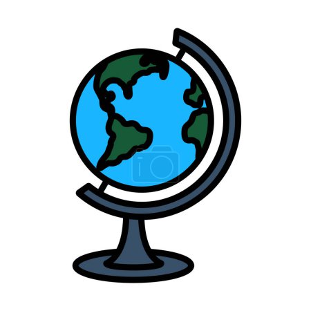 Icon Of Globe. Editable Bold Outline With Color Fill Design. Vector Illustration.