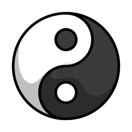 Ilustración de Icono de Yin y Yang. Esquema audaz editable con diseño de relleno de color. Ilustración vectorial. - Imagen libre de derechos