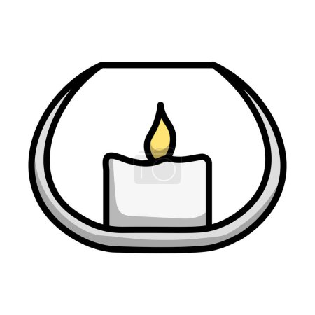 Candle In Glass Icon. Editable Bold Outline With Color Fill Design. Vector Illustration.