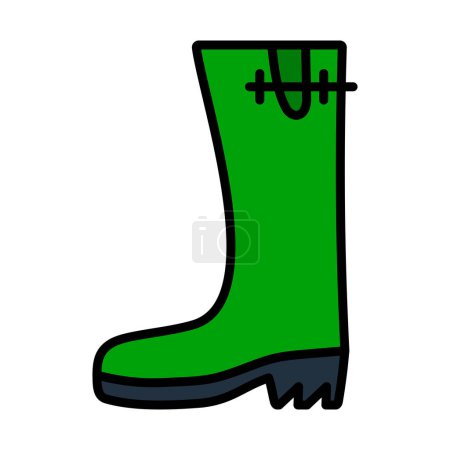 Rubber Boot Icon. Editable Bold Outline With Color Fill Design. Vector Illustration.