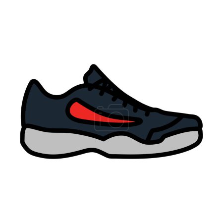 Téléchargez les illustrations : Icône Sneaker. contour audacieux modifiable avec la conception de remplissage de couleur. Illustration vectorielle. - en licence libre de droit