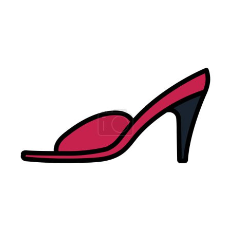Woman Pom-pom Shoe Icon. Editable Bold Outline With Color Fill Design. Vector Illustration.