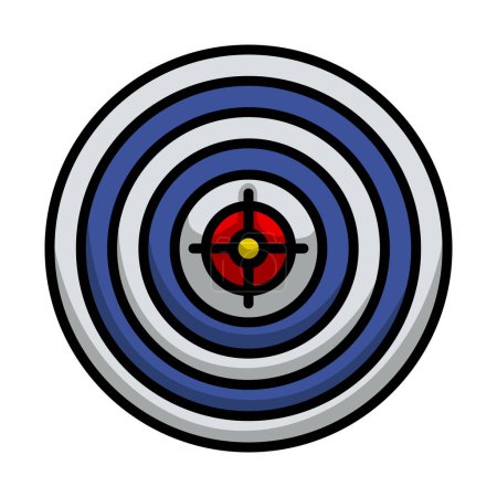 Ilustración de Target With Dart In Center Icon. Editable Bold Outline With Color Fill Design. Vector Illustration. - Imagen libre de derechos