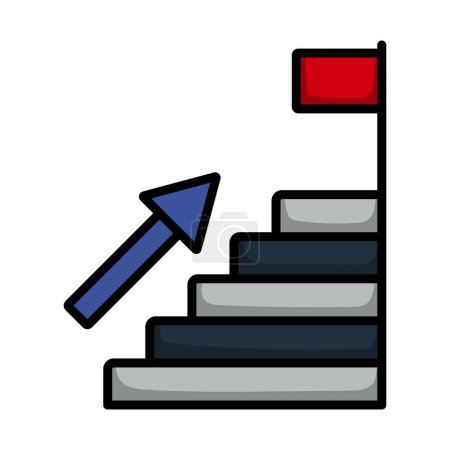 Ilustración de Ladder To Aim Icon. Editable Bold Outline With Color Fill Design. Vector Illustration. - Imagen libre de derechos