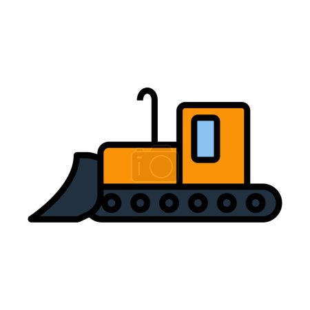Icône du bulldozer de construction. contour audacieux modifiable avec la conception de remplissage de couleur. Illustration vectorielle.