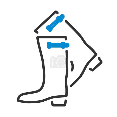 Icono de botas de goma Hunter. Esquema audaz editable con diseño de relleno de color. Ilustración vectorial.