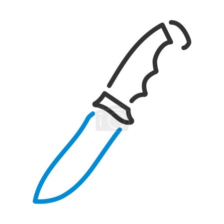 Icône de couteau de chasse. contour audacieux modifiable avec la conception de remplissage de couleur. Illustration vectorielle.