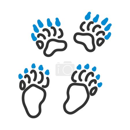Icon Of Bear Trails. Editable Bold Outline With Color Fill Design. Vector Illustration.