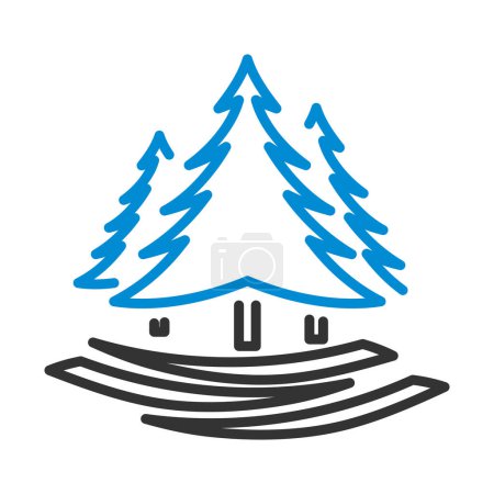 Icon Of Fir Forest. Editable Bold Outline With Color Fill Design. Vector Illustration.