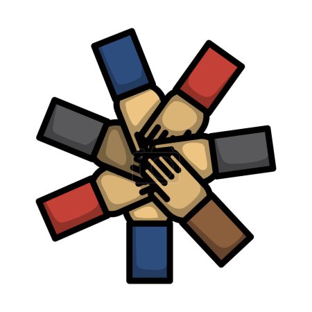 Unity And Teamwork Icon. Editable Bold Outline With Color Fill Design. Vector Illustration.