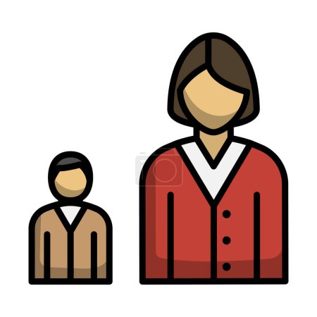 Lady Boss With Subordinate Icon. Editable Bold Outline With Color Fill Design. Vector Illustration.