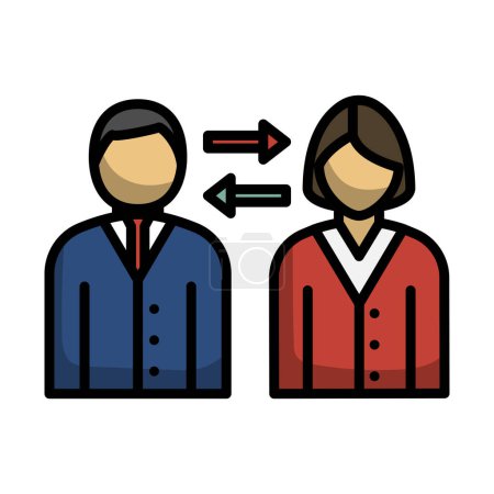 Corporate Interaction Icon. Editable Bold Outline With Color Fill Design. Vector Illustration.