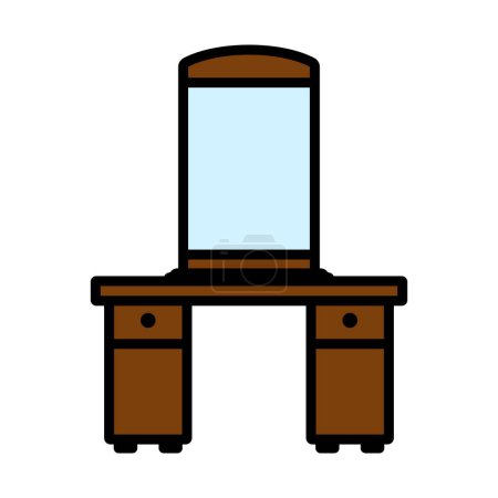 Dresser With Mirror Icon. Editable Bold Outline With Color Fill Design. Vector Illustration.
